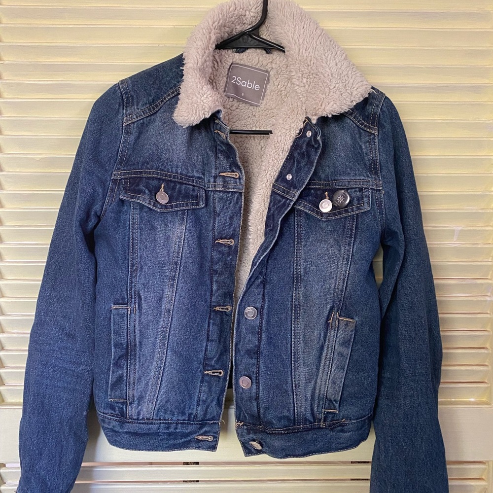 Jean jacket with wool lining. 2Sable brand. XS. Cute and warm!